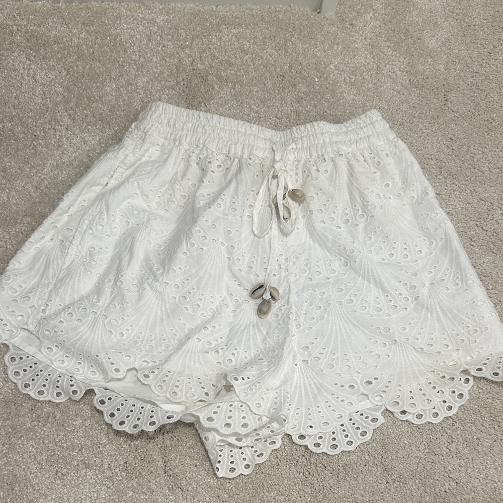 White Eyelet Lace Women Shorts